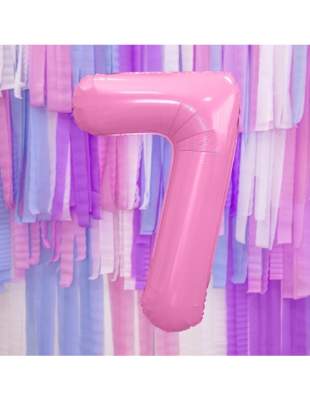 Palloncino in alluminio Numero "7" Rosa Chiaro - Decorazione della sala di compleanno - Bellefete.ch