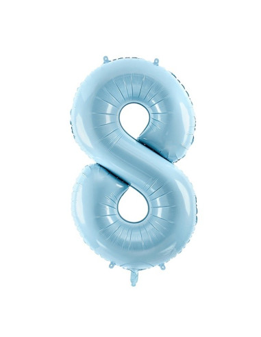 BALLON CHIFFRE 8 BLEU CLAIR PAS CHER