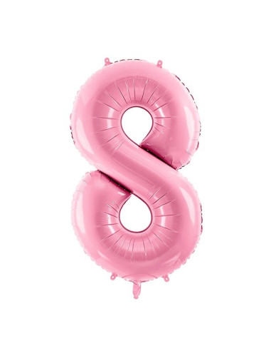 BALLON CHIFFRE 8 ROSE CLAIR PAS CHER