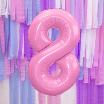 Palloncino in alluminio Numero "8" Rosa Chiaro - Decorazione della sala di compleanno - Bellefete.ch