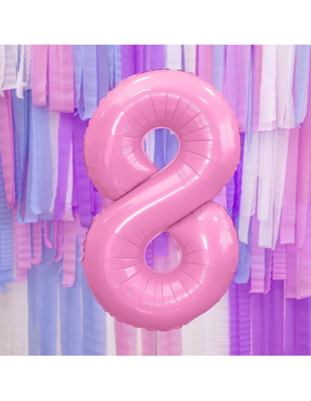 Palloncino in alluminio Numero "8" Rosa Chiaro - Decorazione della sala di compleanno - Bellefete.ch