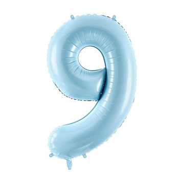Ballon alu Chiffre "9" Bleu clair - Décoration de salle d'anniversaire - Bellefete.ch 2