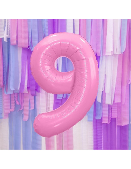 Aluminium Ballon Cifra "9" Hellrosa - Geburtstagsraum Dekoration - Bellefete.ch