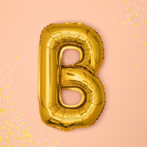 lettre B ballon métallisé dorée de 36 cm