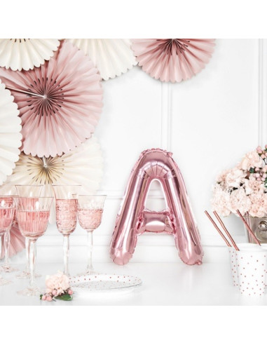 PALLONCINO IN ALU CON LETTERA IN ORO ROSA ECONOMICO