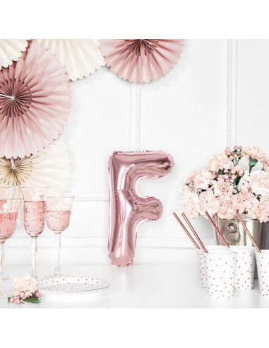BALLON LETTRE F EN ALU ROSE OR
