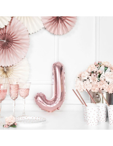 PALLONCINO LETTERA J ALU IN ORO ROSA