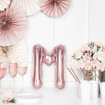 BALLON LETTRE M ROSE OR PAS CHER 2