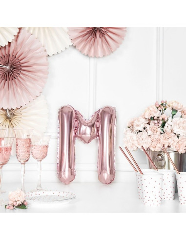 PALLONCINO IN ORO ROSA LETTERA M