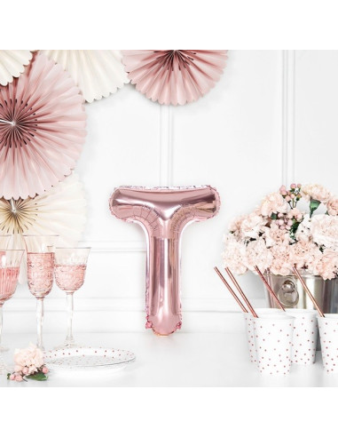 BALLON LETTRE T ROSE OR EN SUISSE