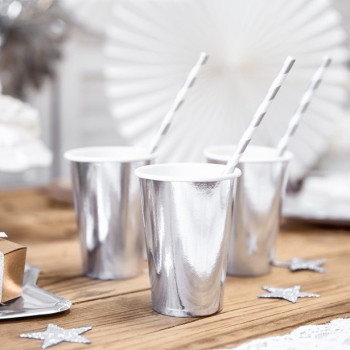 Silbermetallische Pappbecher - Partygeschirr 2