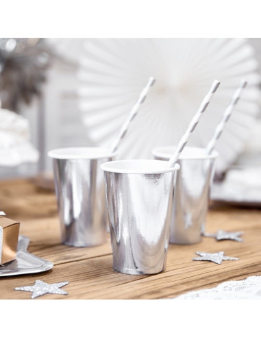 Gläser aus Metallpapier Silber - Einweggeschirr für Partys und Geburtstag - Bellefete.ch