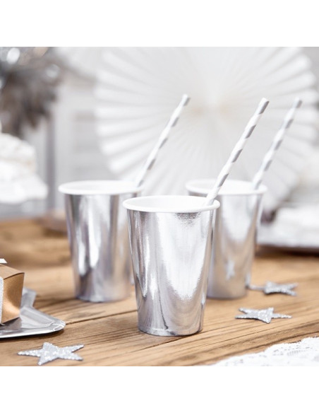 Gläser aus Metallpapier Silber - Einweggeschirr für Partys und Geburtstag - Bellefete.ch