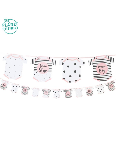 Ghirlanda rosa per baby shower "Born to be Loved" | Decorazioni per la tavola delle bambine | BelleFete.ch