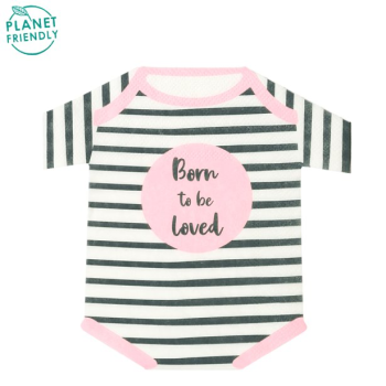 Serviettes en forme de body Rose "Born to be loved" - Baby Shower - Bellefete.ch