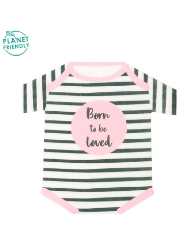Serviettes en forme de body Rose "Born to be loved" - Baby Shower - Bellefete.ch