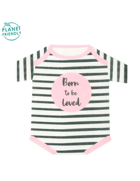 Serviettes en forme de body Rose "Born to be loved" - Baby Shower - Bellefete.ch