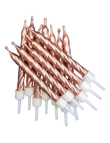 12 Bougies d'anniversaire spirales Rose gold - Accessoire de fête et anniversaire - Bellefete.ch - Boutique Suisse