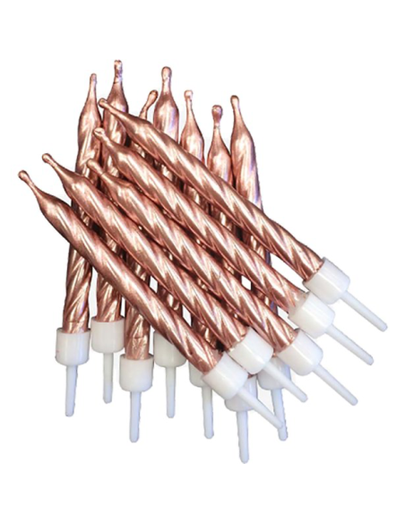12 Bougies d'anniversaire spirales Rose gold - Accessoire de fête et anniversaire - Bellefete.ch - Boutique Suisse