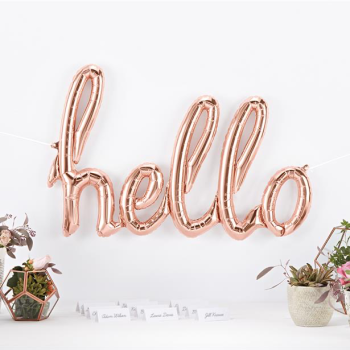 Aluminium Party Ballon "Hello" Rose Gold - Partyartikel - Schweiz