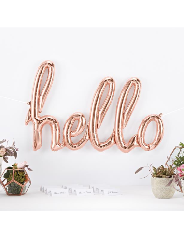 Ballon de fête alu "Hello" Rose Gold - Articles de fête - Suisse
