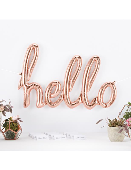 Ballon de fête alu "Hello" Rose Gold - Articles de fête - Suisse