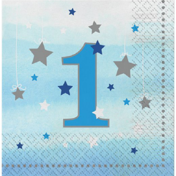 Serviettes de fête - 1er Anniversaire Étoile Bleu - Décoration d'anniversaire 1 an - Bellefete.ch