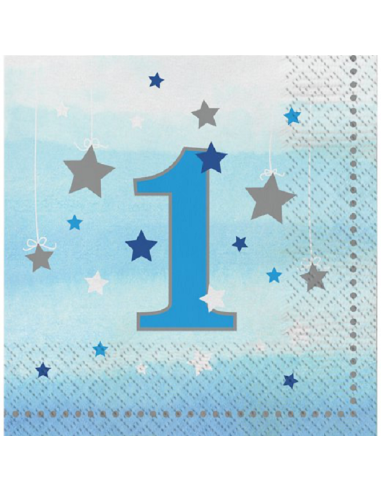 Serviettes de fête - 1er Anniversaire Étoile Bleu - Décoration d'anniversaire 1 an - Bellefete.ch