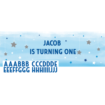 Partybanner Blauer Stern zum Personalisieren für den Geburtstag des Babys - Bellefete.ch