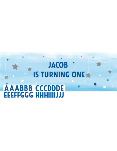 Partybanner Blauer Stern zum Personalisieren für den Geburtstag des Babys - Bellefete.ch