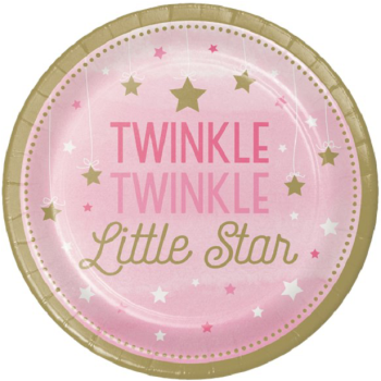 Assiettes de fête Étoile Rose - Décoration anniversaire 1 an - Bellefete.ch