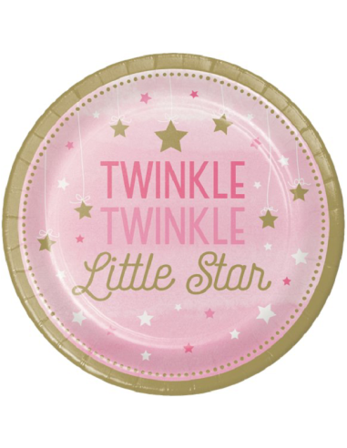 Assiettes de fête Étoile Rose - Décoration anniversaire 1 an - Bellefete.ch