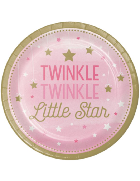 Assiettes de fête Étoile Rose - Décoration anniversaire 1 an - Bellefete.ch