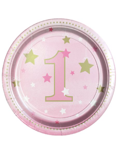 Piatti da dessert Petite Étoile Rose - Decorazione compleanno 1 anno - Bellefete.ch