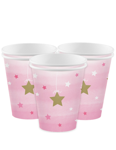 Gobelets de fête Petite Étoile Rose - Décoration anniversaire 1 an - Bellefete.ch