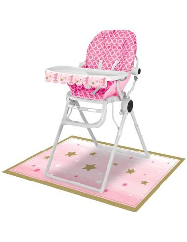 Kit de chaise haute 1er Anniversaire Étoile Rose - Baby Party - Suisse