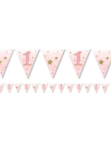 Guirlande de fête pour 1er Anniversaire - Thème Étoile Rose - Bellefete.ch