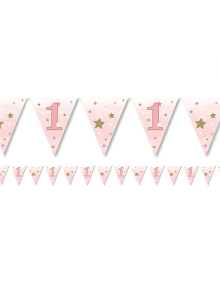Ghirlanda di festa per il 1° compleanno - Tema Stella Rosa - Bellefete.ch