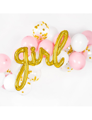 Palloncino da festa in alluminio "Girl" in Oro - Decorazione baby shower e nascita bambina - Bellefete.ch
