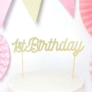 Decorazione per torta "1° Compleanno" Oro - Articoli per feste - Bellefete.ch