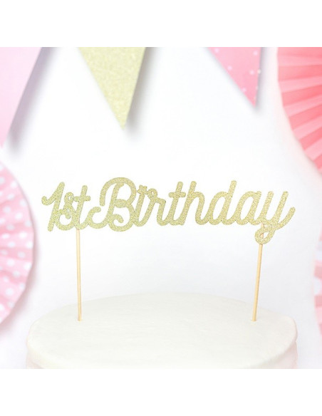 Décoration pour gâteau "1er Anniversaire" Or - Articles de fête - Bellefete.ch