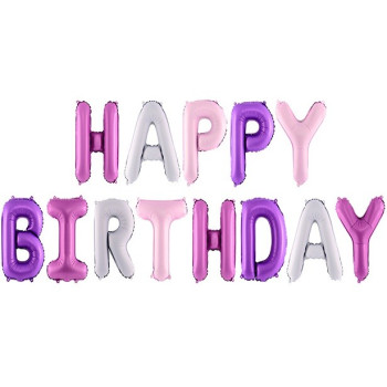 Ballongirlande "Happy Birthday" Lila und Lila - Geburtstagsdekoration - Bellefete.ch 2