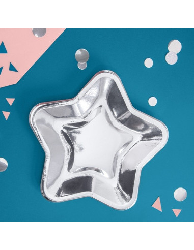 ASSIETTES EN FORME D'ETOILE ARGENTES