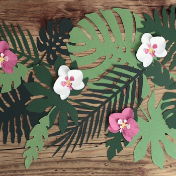 Feuilles tropicales vertes en papier - Décoration de fête - Bellefete.ch