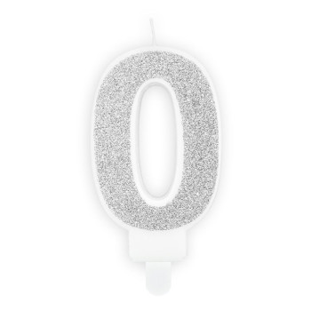 Geburtstagskerze Nummer 0 Silber – Partytorte Dekoration Erwachsene | BelleFete.ch