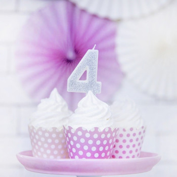 Geburtstagskerze Nummer 4 Silber – Partytorte Dekoration Erwachsene | BelleFete.ch 2