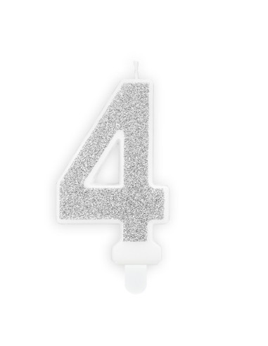 Geburtstagskerze Nummer 4 Silber – Partytorte Dekoration Erwachsene | BelleFete.ch