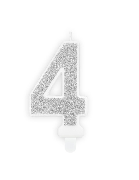 Geburtstagskerze Nummer 4 Silber – Partytorte Dekoration Erwachsene | BelleFete.ch