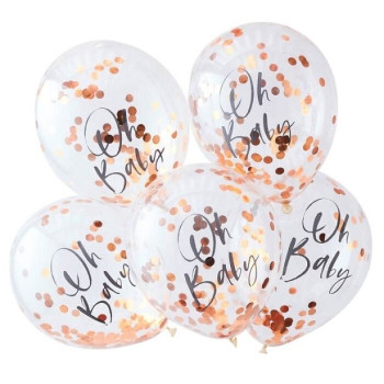 Rose Gold Konfetti Luftballons "Oh baby" - Deco Baby Shower - Schweiz 2