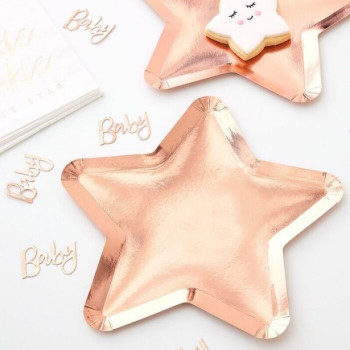 Assiettes de fête en forme d'étoile rose gold - Déco Baby Shower - Bellefete.ch